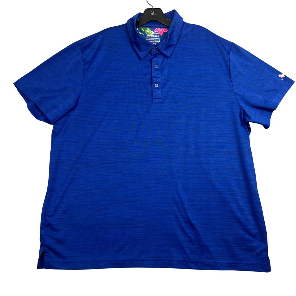 Birdie Bound Mens 2XL‎ Blue Polo Shirt Performance Short Sleeve Golf Activewear